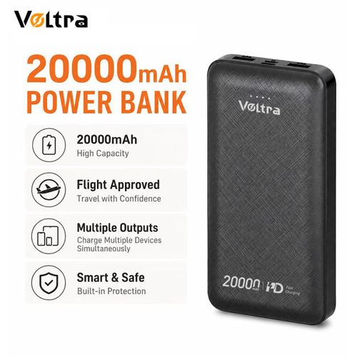 VoLtra 20000mAh Portable Power Bank with Dual USB Output, Fast Charging for Mobile Phone